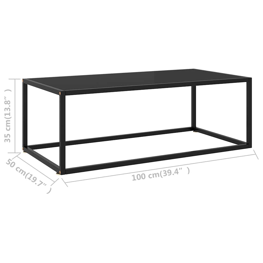 Coffee Table Black with Black Glass 100x50x35 cm