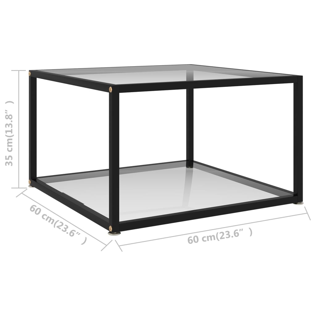 Coffee Table | Transparent, Black | Tempered Glass, Powder-Coated Steel