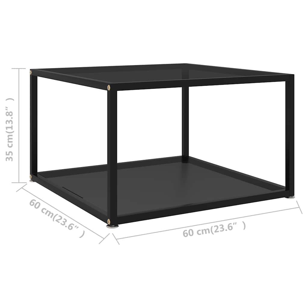 Coffee Table Black 60x60x35 cm Tempered Glass