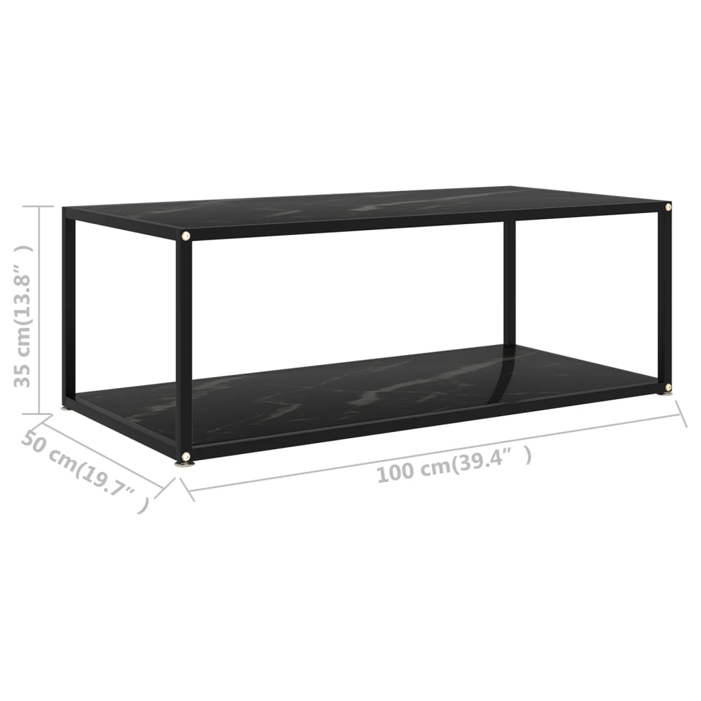 Coffee Table | Black | Tempered glass, powder-coated steel | Medium