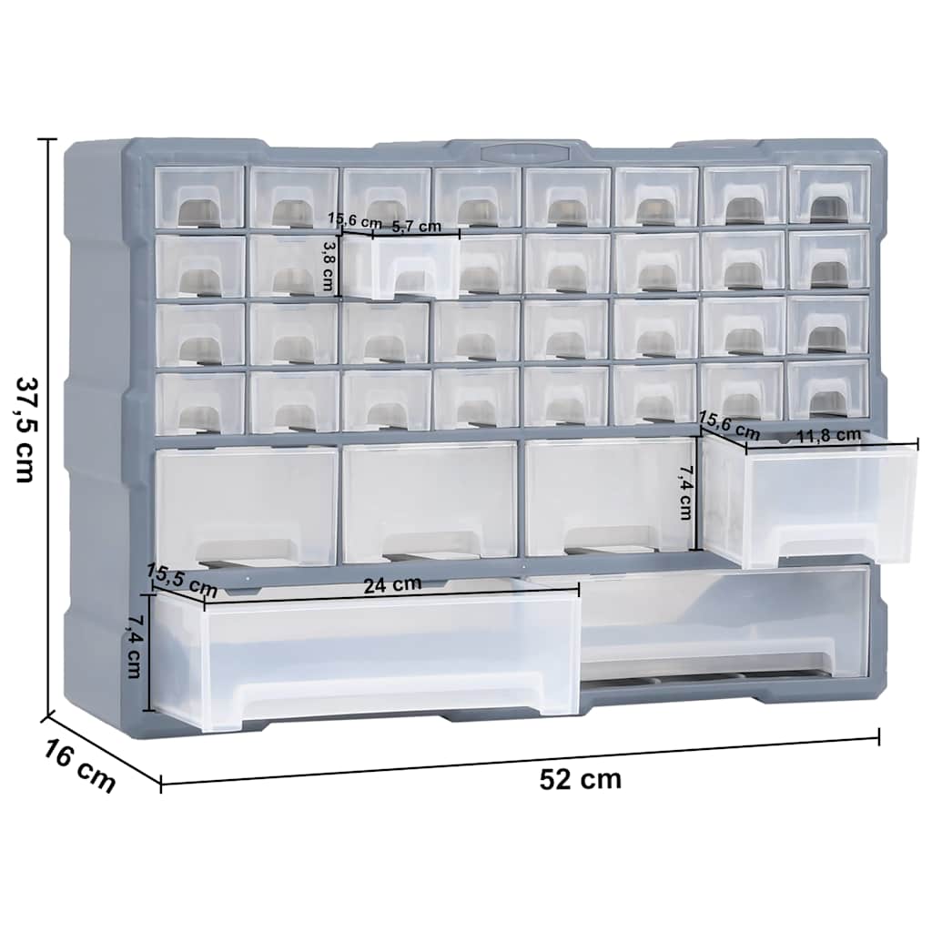 Multi-drawer Organiser with 38 Drawers 52x16x37.5 cm