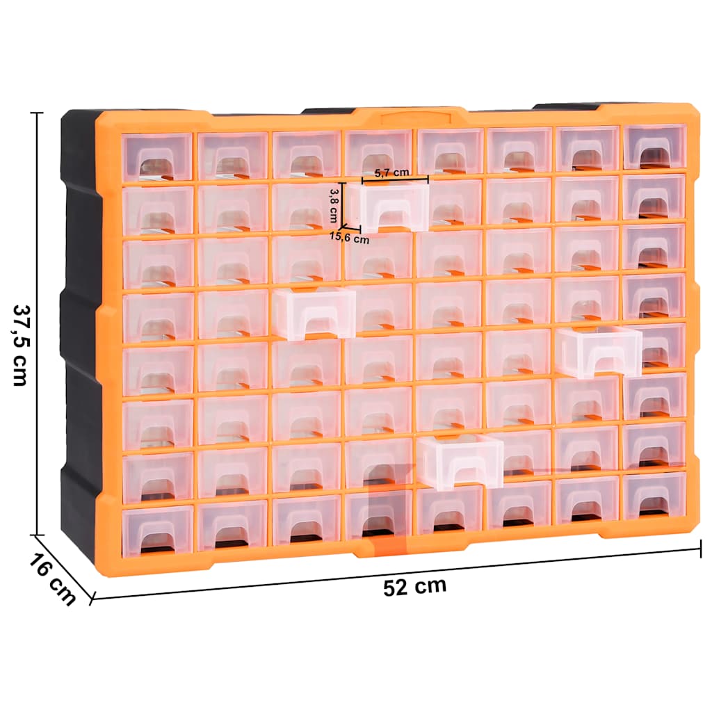 Multi-drawer Organiser with 64 Drawers 52x16x37.5 cm