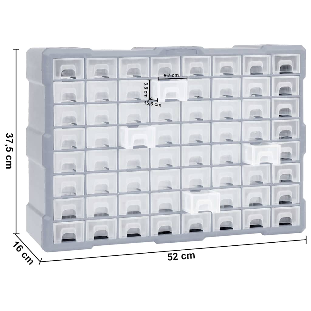 Multi-drawer Organiser with 64 Drawers 52x16x37.5 cm