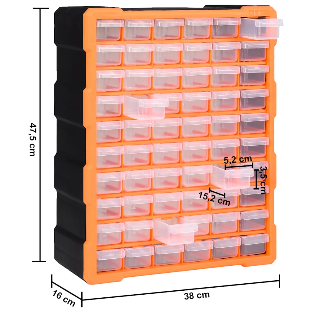 Multi-drawer Organiser with 60 Drawers 38x16x47.5 cm