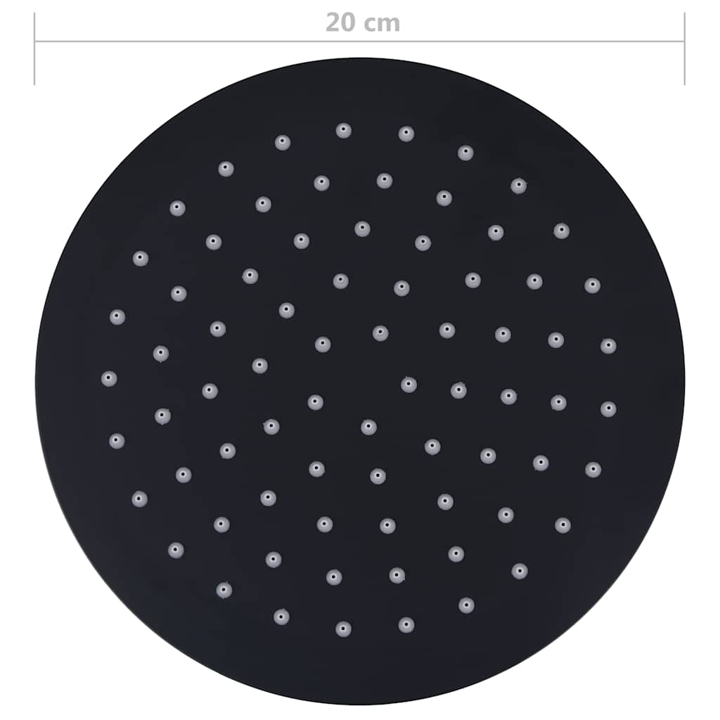 Rain Shower Head Stainless Steel 20 cm Round Black