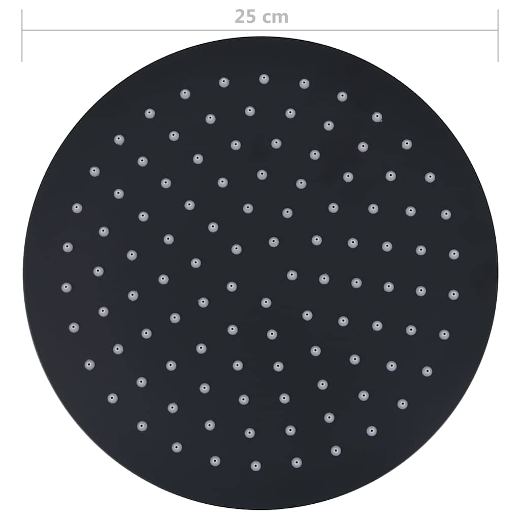 Rain Shower Head Stainless Steel 25 cm Round Black