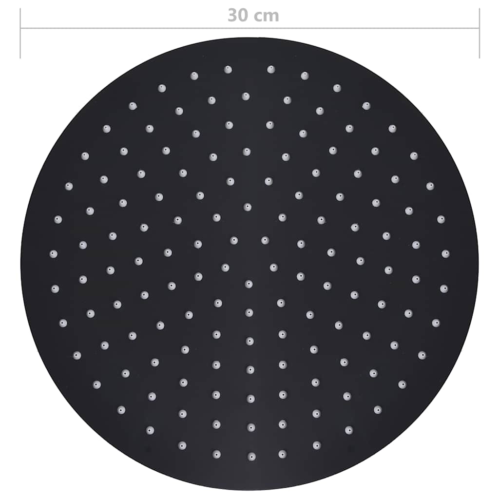 Rain Shower Head Stainless Steel 30 cm Round Black