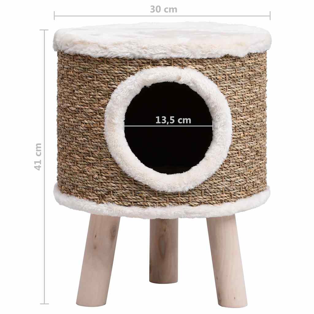 Cat House | Brown | Seagrass, Flakeboard, Plush | Durable | Cat House