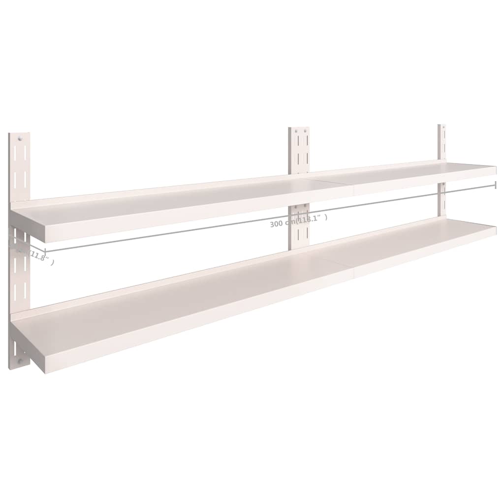 Floating Wall Shelf | Set of 2 | Silver | Stainless Steel | Large