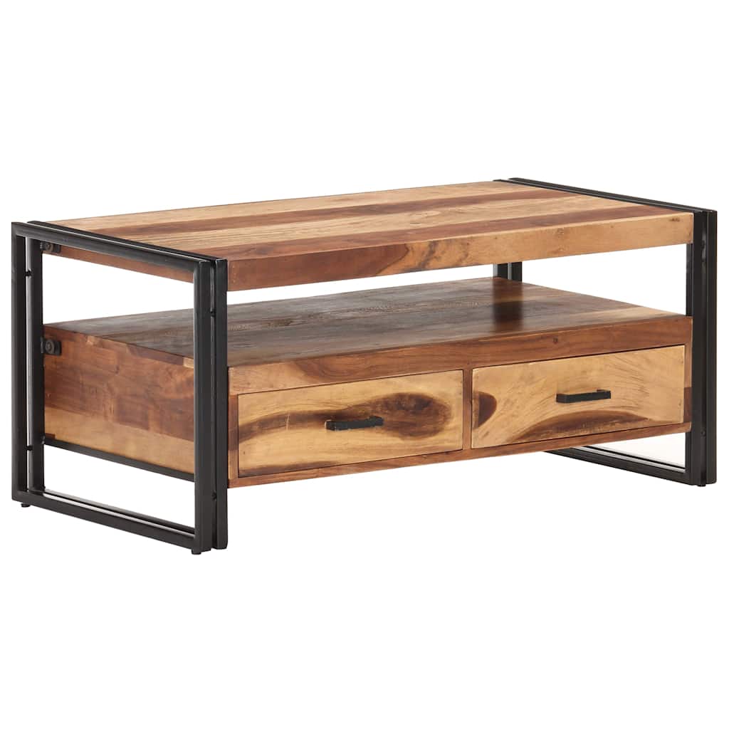 Coffee Table | Brown and black | Solid Acacia Wood, Powder-Coated Steel