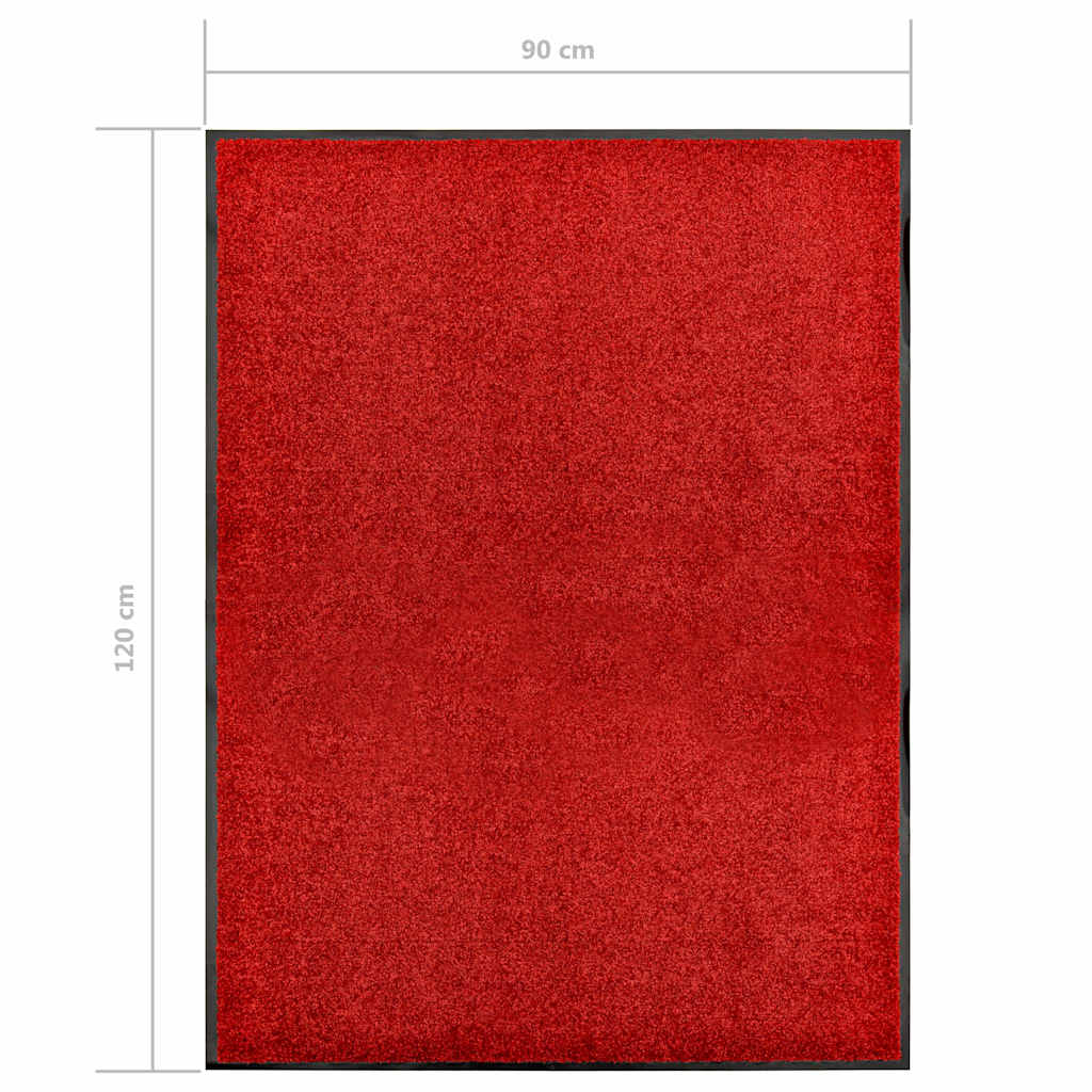 Door Mat | Red | Polyamide | 90 x 120 cm | Non-slip | Doormat