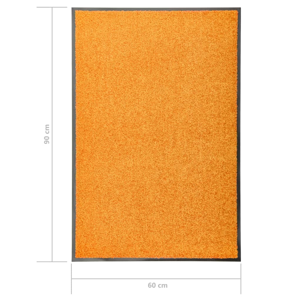 Door Mat | Orange | 100% Polyamide, Non-slip PVC | 60 x 90 cm | Non-slip