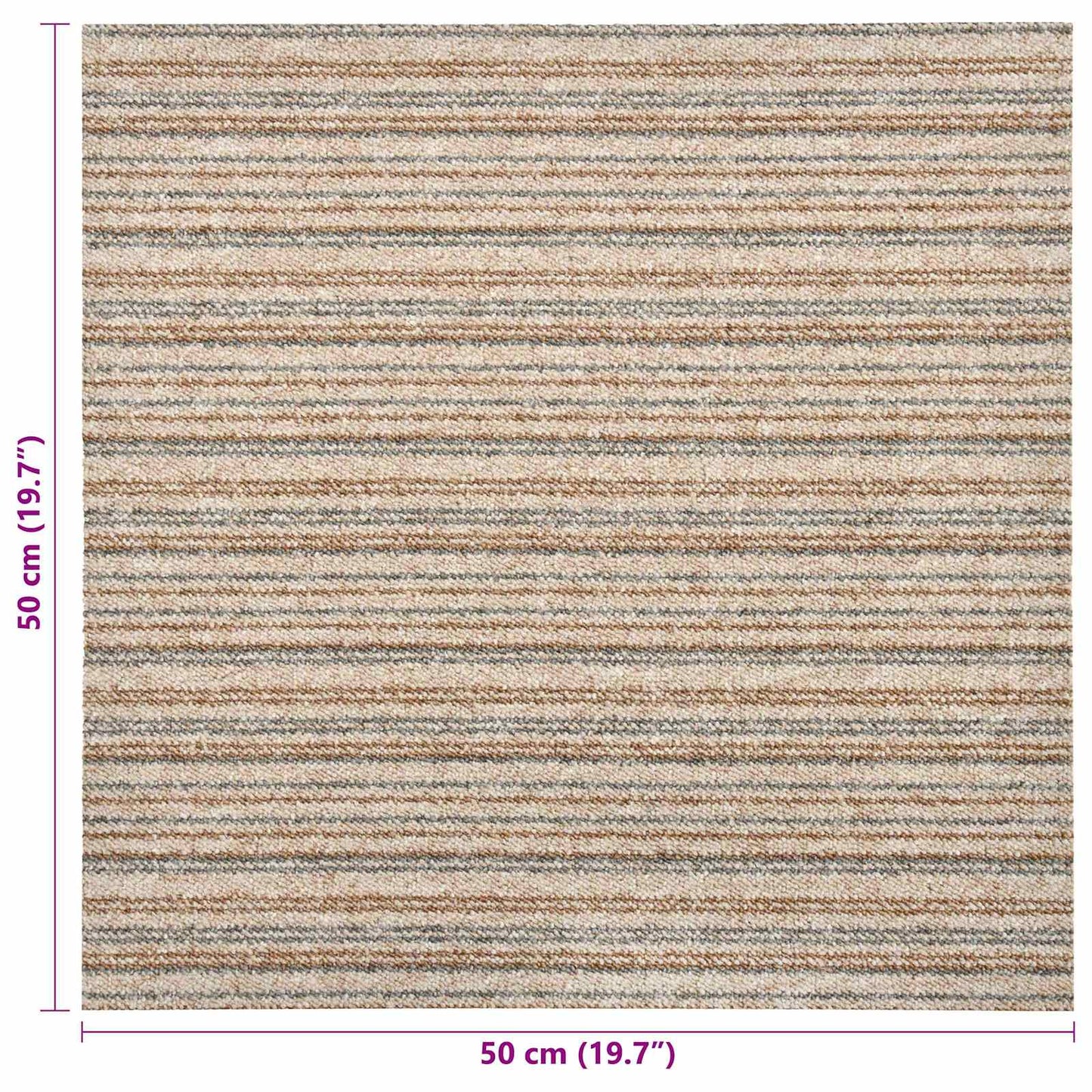 Carpet 20 pcs Striped Beige 50 x 50 cm 100% Polypropylene