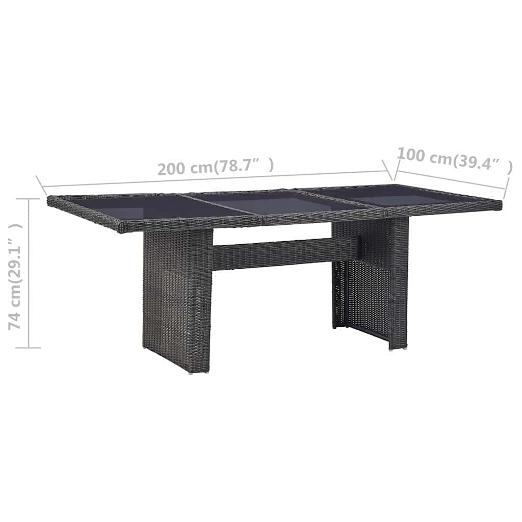 Dining Table | Black | PE rattan, glass, powder-coated steel | Large