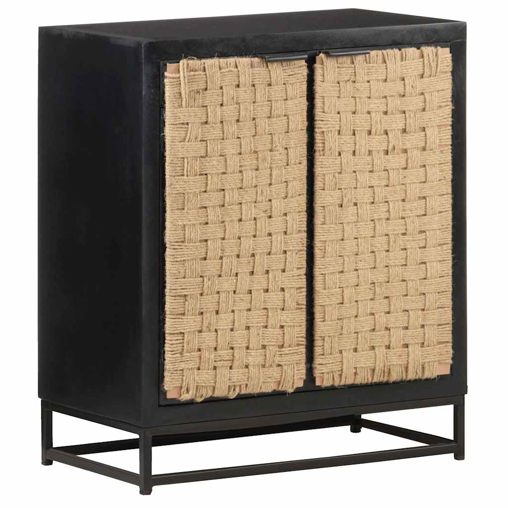 Sideboard | Black, Natural Jute | Solid Mango Wood, Iron, Jute