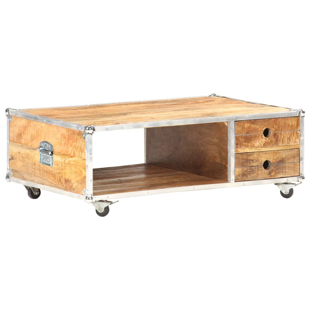 Coffee Table | Natural wood | Solid rough mango wood and metal | Medium