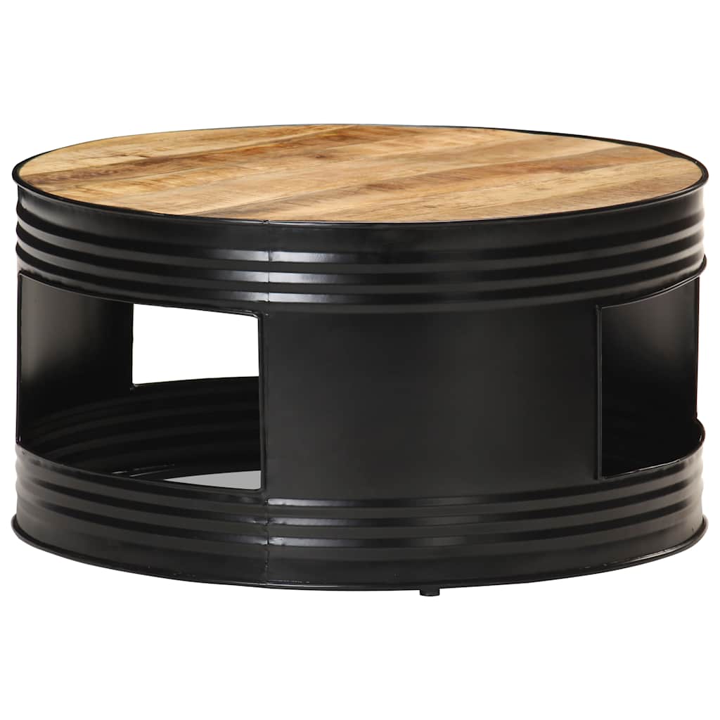 Coffee Table Black 68x68x36 cm Solid Rough Mango Wood