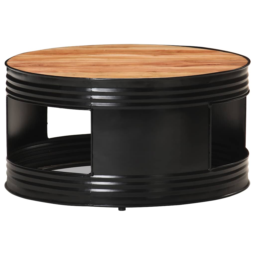 Coffee Table | Black | Solid Acacia Wood | Medium | Round