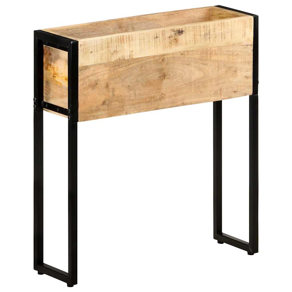 Planter | Natural Wood and Black | Rough mango wood with a natural finish