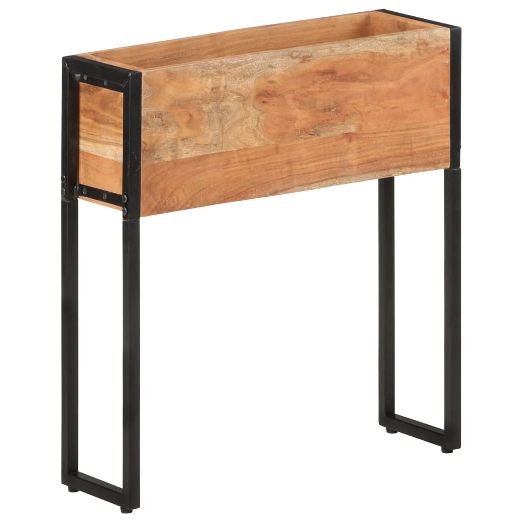Planter | Natural Wood, Black | Solid Acacia Wood | Medium