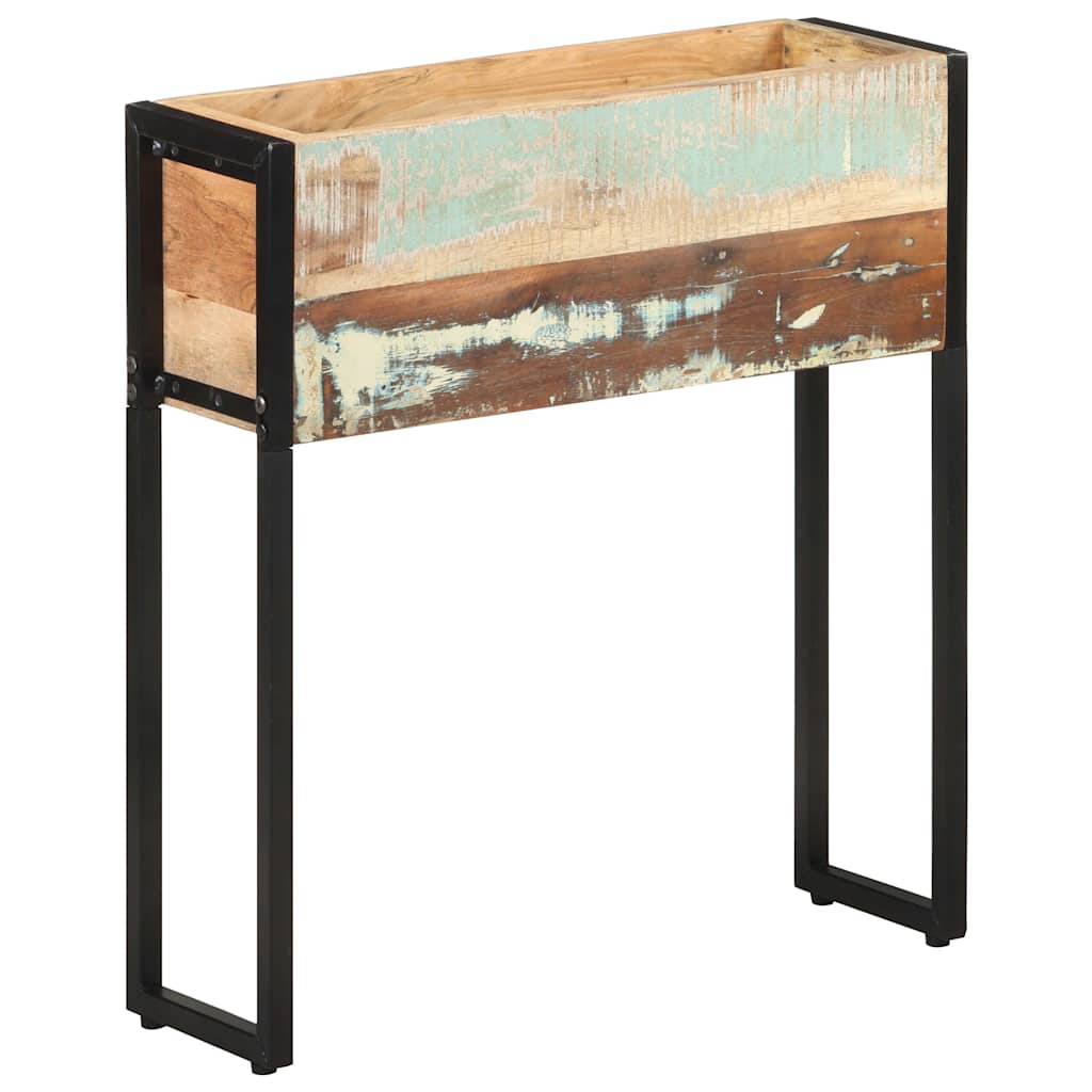Planter | Natural wood, Black | Solid reclaimed wood, Powder-coated steel