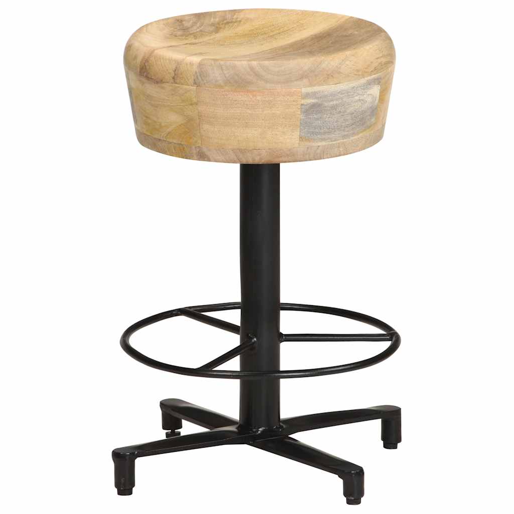 Bar Stool | Set of 2 | Natural Mango Wood, Black Iron