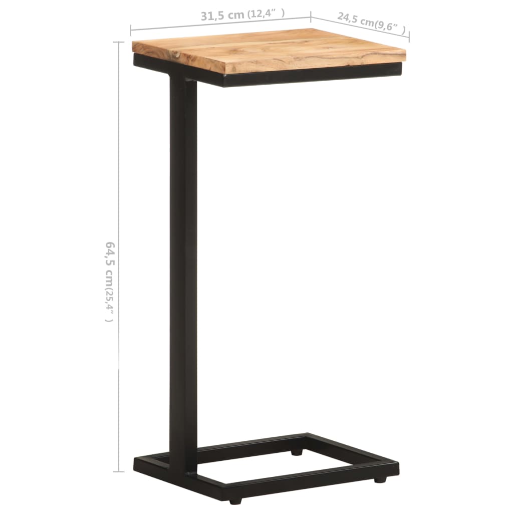 Side Table | Set of 2 | Natural wood and black | Solid Acacia wood