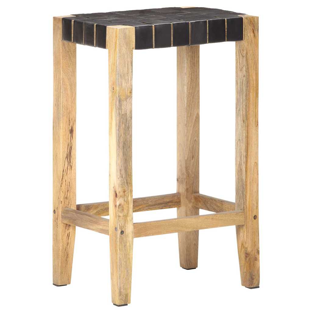 Bar Stool | Set of 2 | Black and natural wood