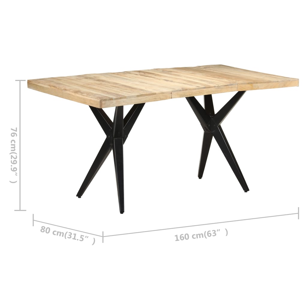 323566 vidaXL Dining Table 160x80x76 cm Rough Mango Wood