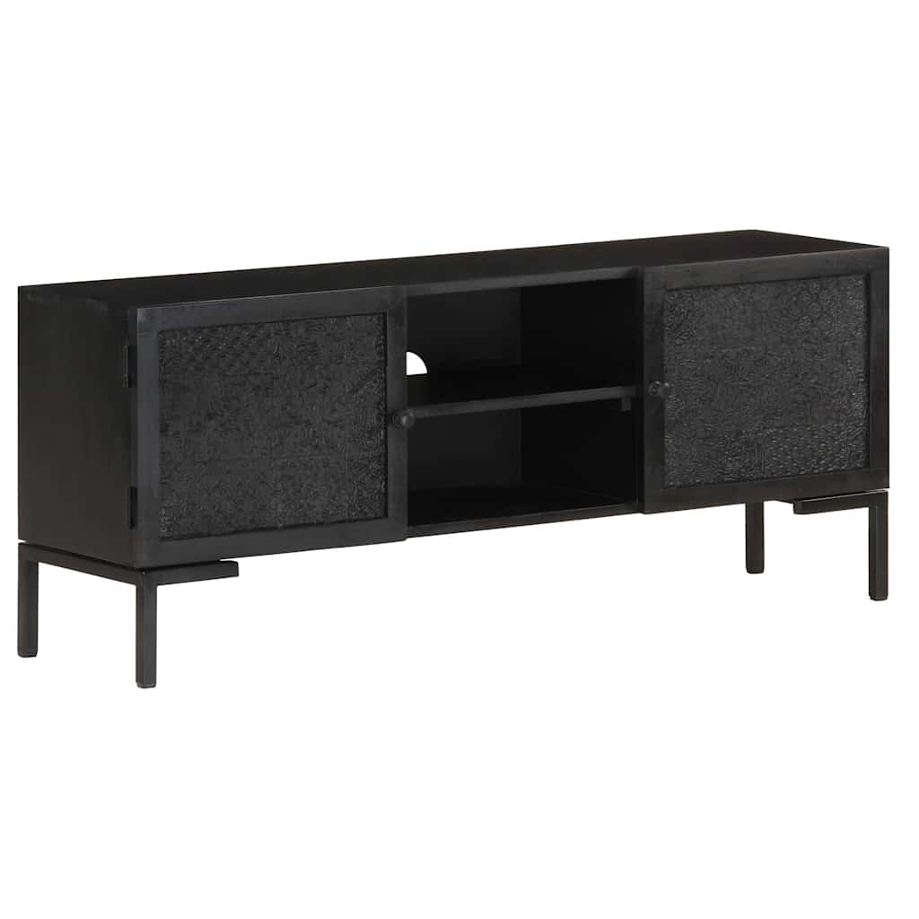TV Cabinet | Black | Solid mango wood, powder-coated steel | 115 cm
