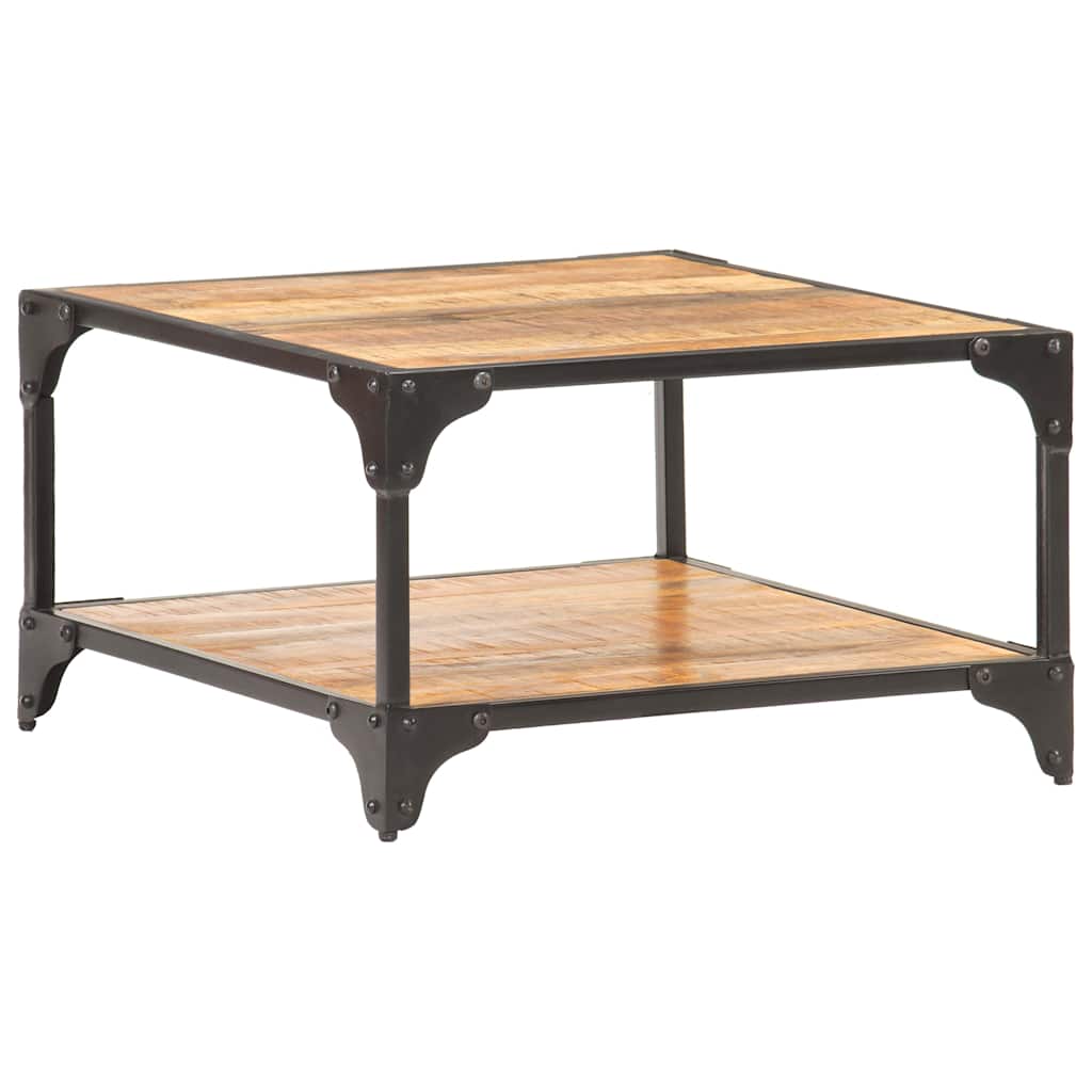 Coffee Table | Rough natural wood grain | Solid mango wood and iron