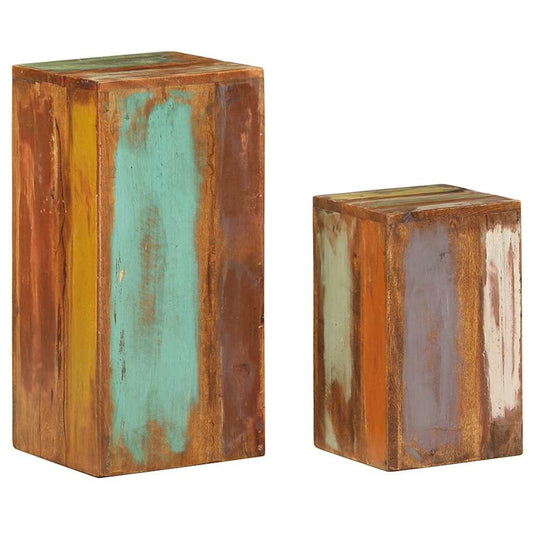 Plant Stand | Set of 2 | Multicoloured | Solid Reclaimed Wood | Large