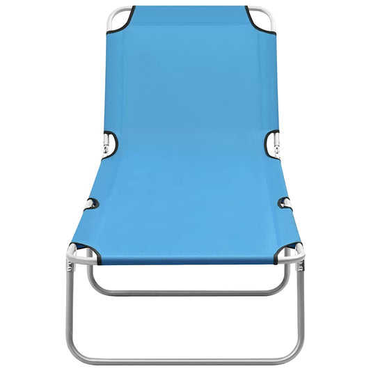 Folding Sun Lounger Steel and Fabric Turquoise Blue
