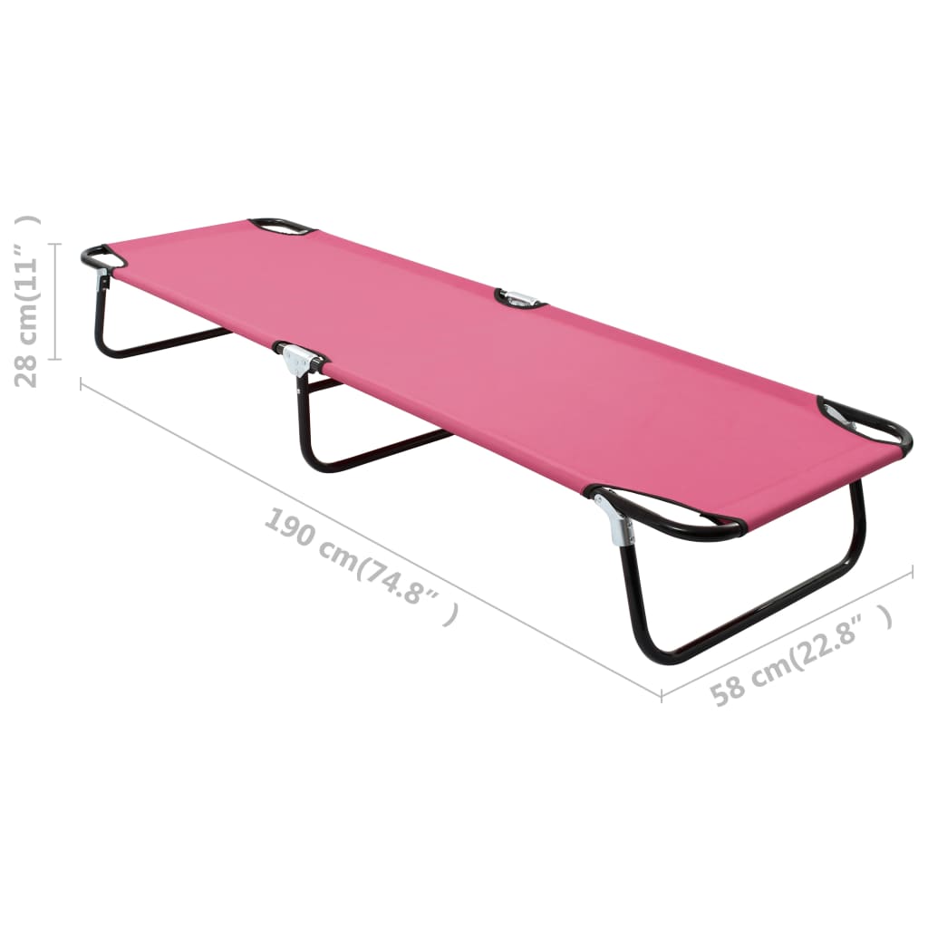 Sun Lounger Pink Powder-coated steel Large Foldable
