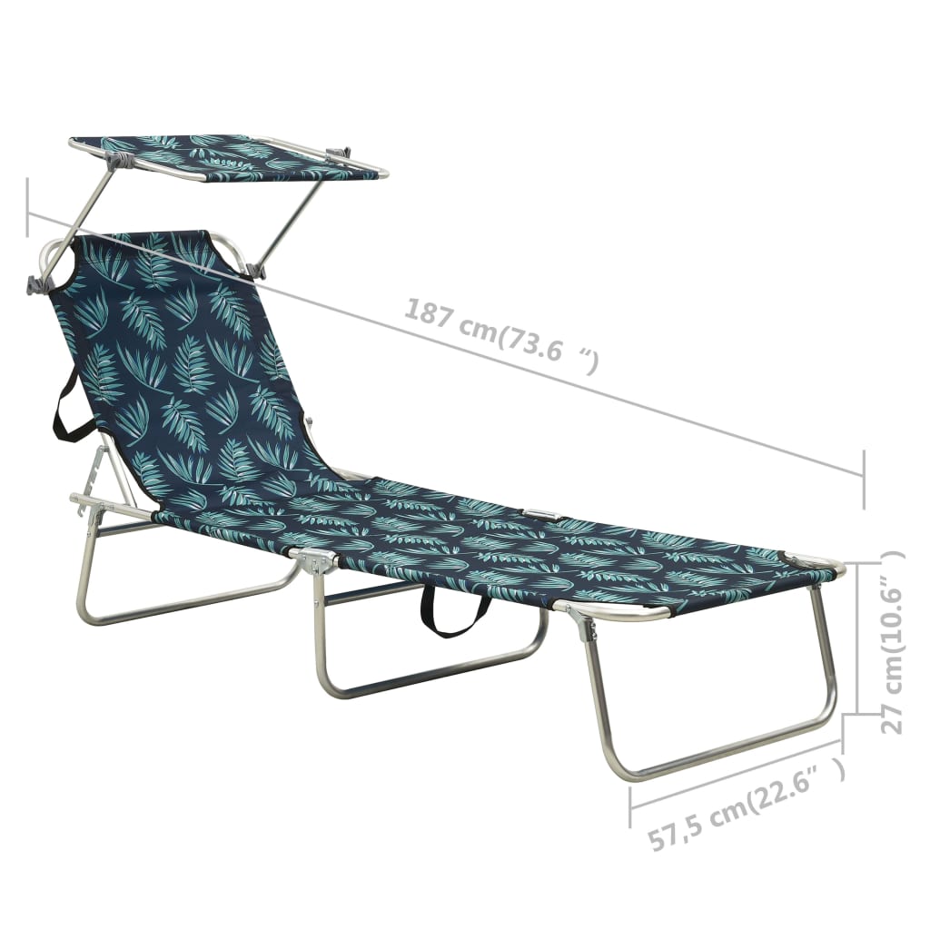 Sun Lounger | Leaf print | Powder-coated aluminium | Standard