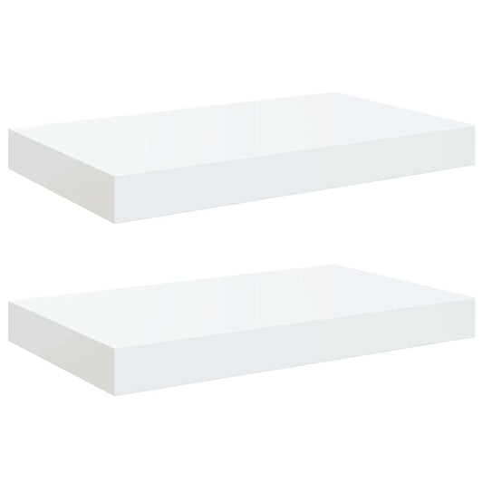 Floating Wall Shelves 2 pcs High Gloss White 40x23.5x3.8 cm MDF