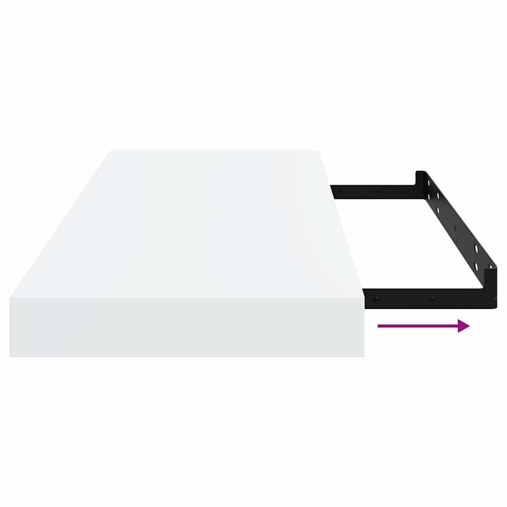 Floating Wall Shelves 2 pcs High Gloss White 23.6"x9.3"x1.5" MDF