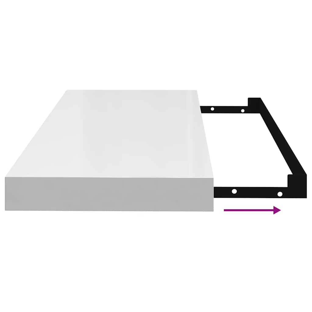 Wall Shelf | Set of 4 | High gloss white | Honeycomb MDF, metal
