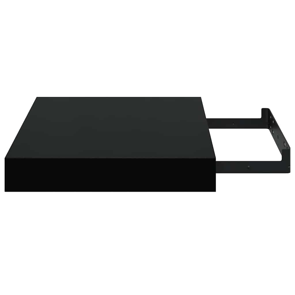 Floating Wall Shelves 4 pcs High Gloss Black 9.1"x9.3"x1.5" MDF