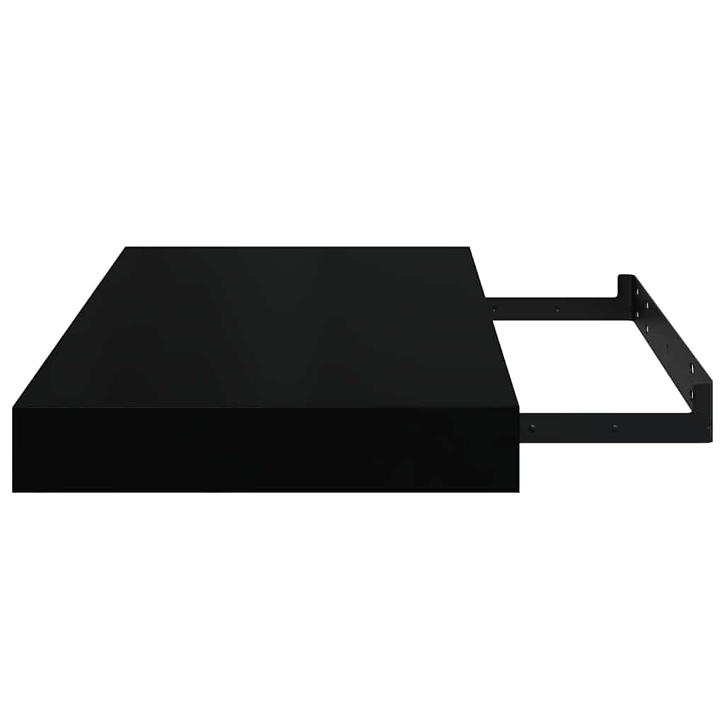 Floating Wall Shelves 2 pcs High Gloss Black 15.7"x9.3"x1.5" MDF