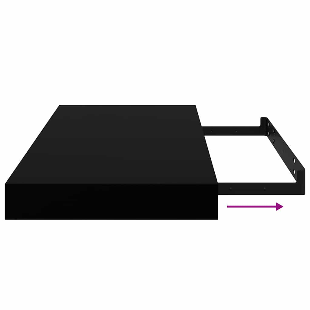 Floating Wall Shelves 4 pcs High Gloss Black 50x23.5x3.8 cm MDF
