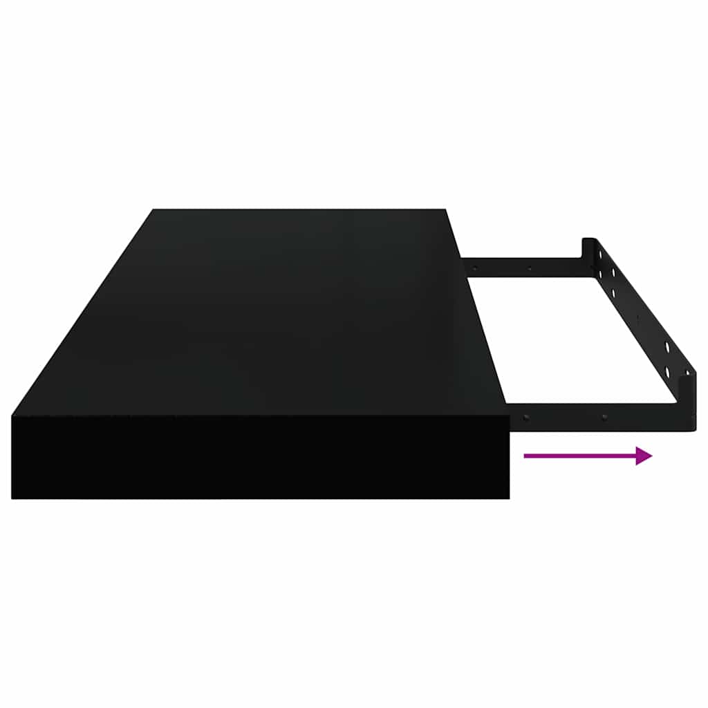 Floating Wall Shelves 4 pcs High Gloss Black 23.6"x9.3"x1.5" MDF