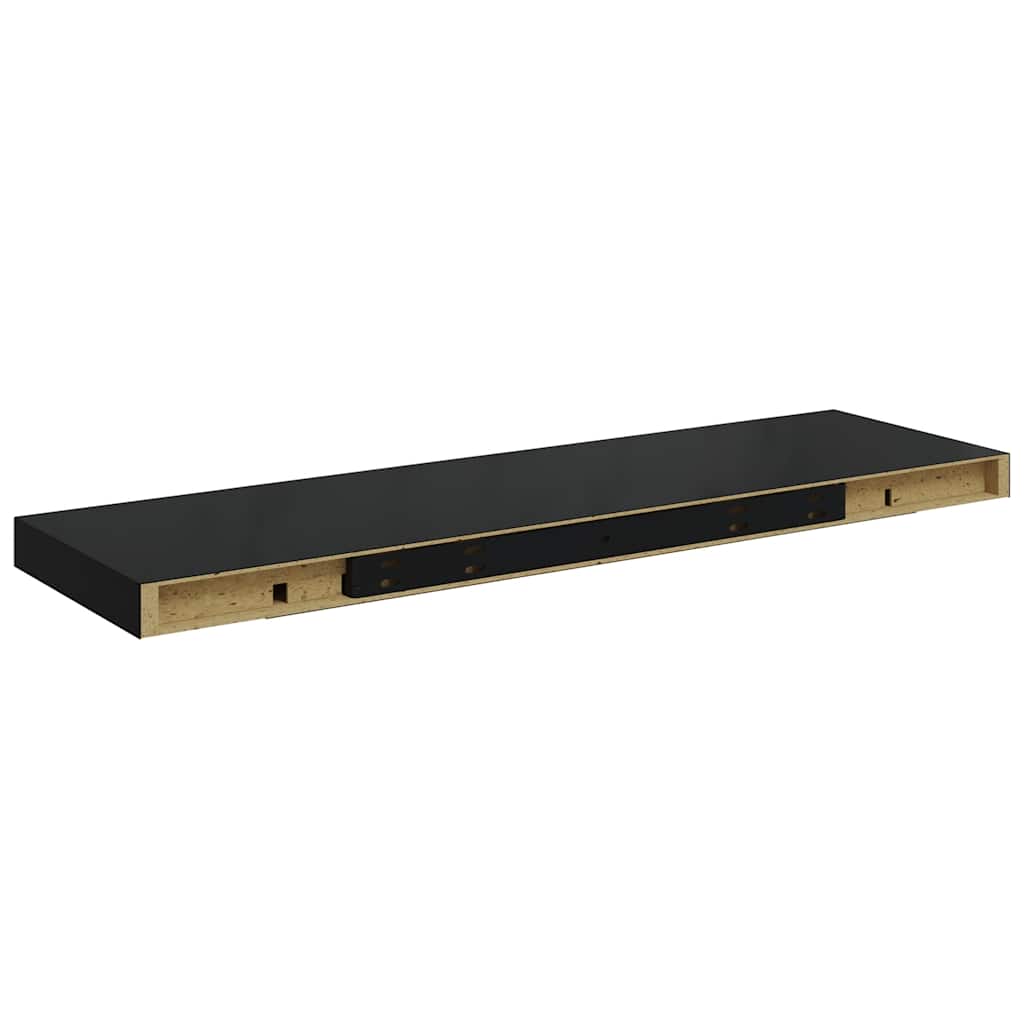 Wall Shelf | Set of 4 | High gloss black | Honeycomb MDF, metal | Large