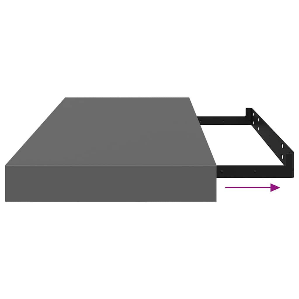Floating Wall Shelves 4 pcs High Gloss Gray 23.6"x9.3"x1.5" MDF
