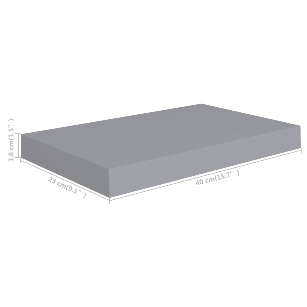 Floating Wall Shelves 2 pcs Gray 15.7"x9.1"x1.5" MDF