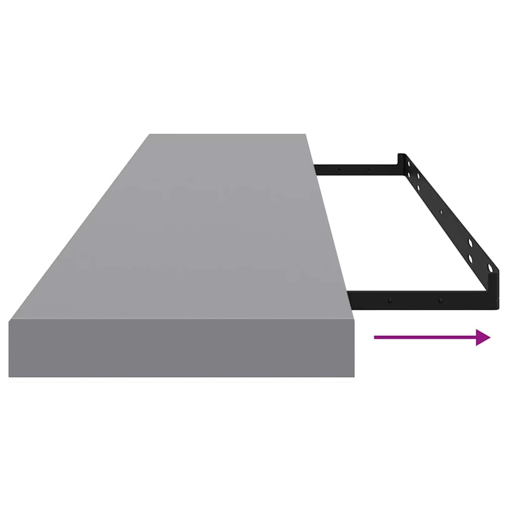 vidaXL Wall Shelf Set of 4 Grey Honeycomb MDF and metal