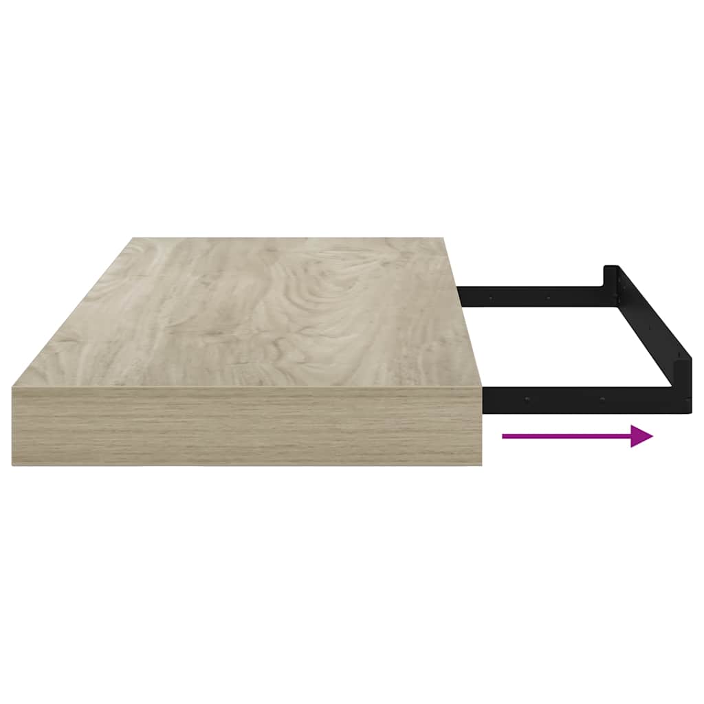 Floating Wall Shelves 2 pcs Oak 50x23.5x3.8 cm MDF