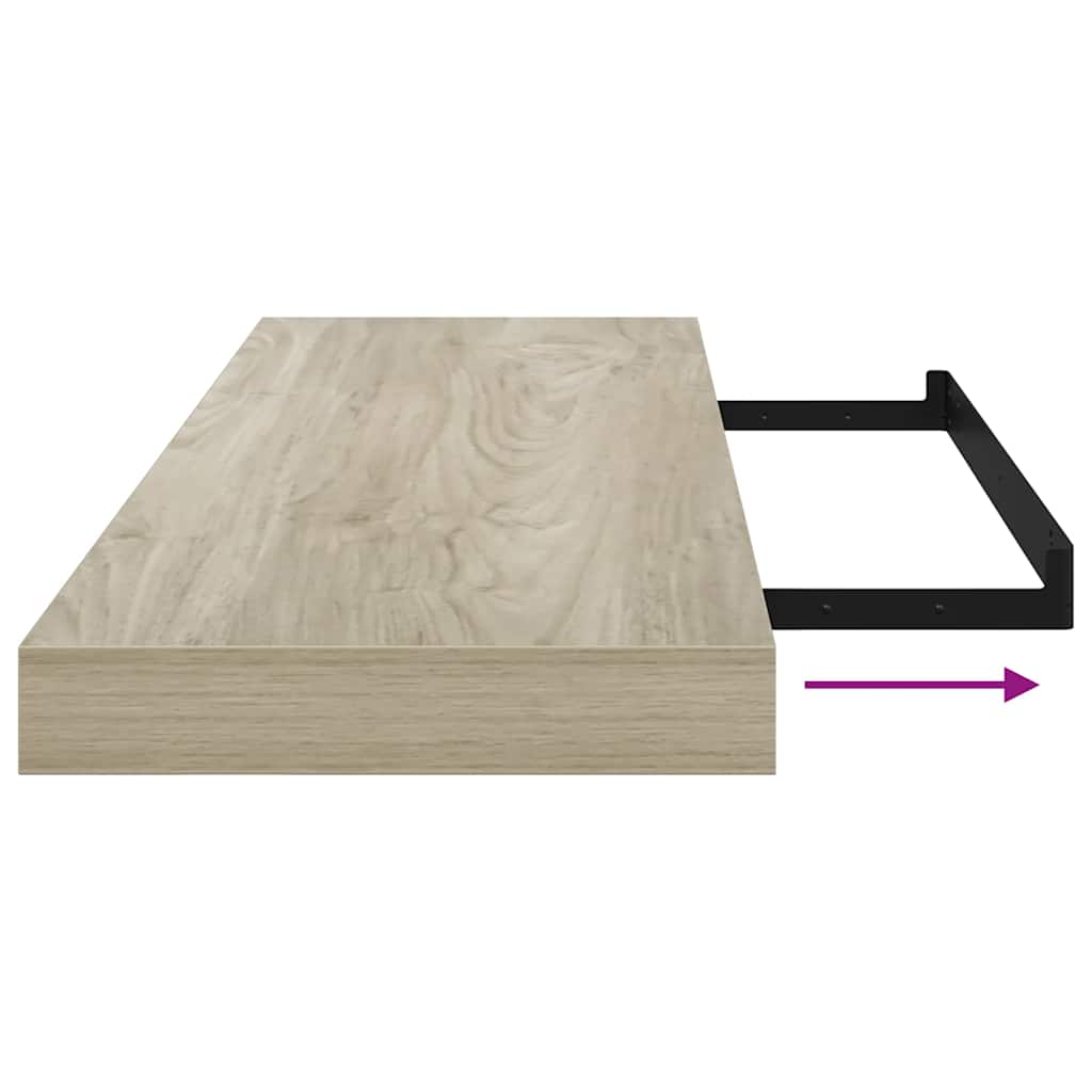 Wall Shelf | Set of 2 | Oak | Honeycomb MDF, metal | 80x23.5x3.8 cm