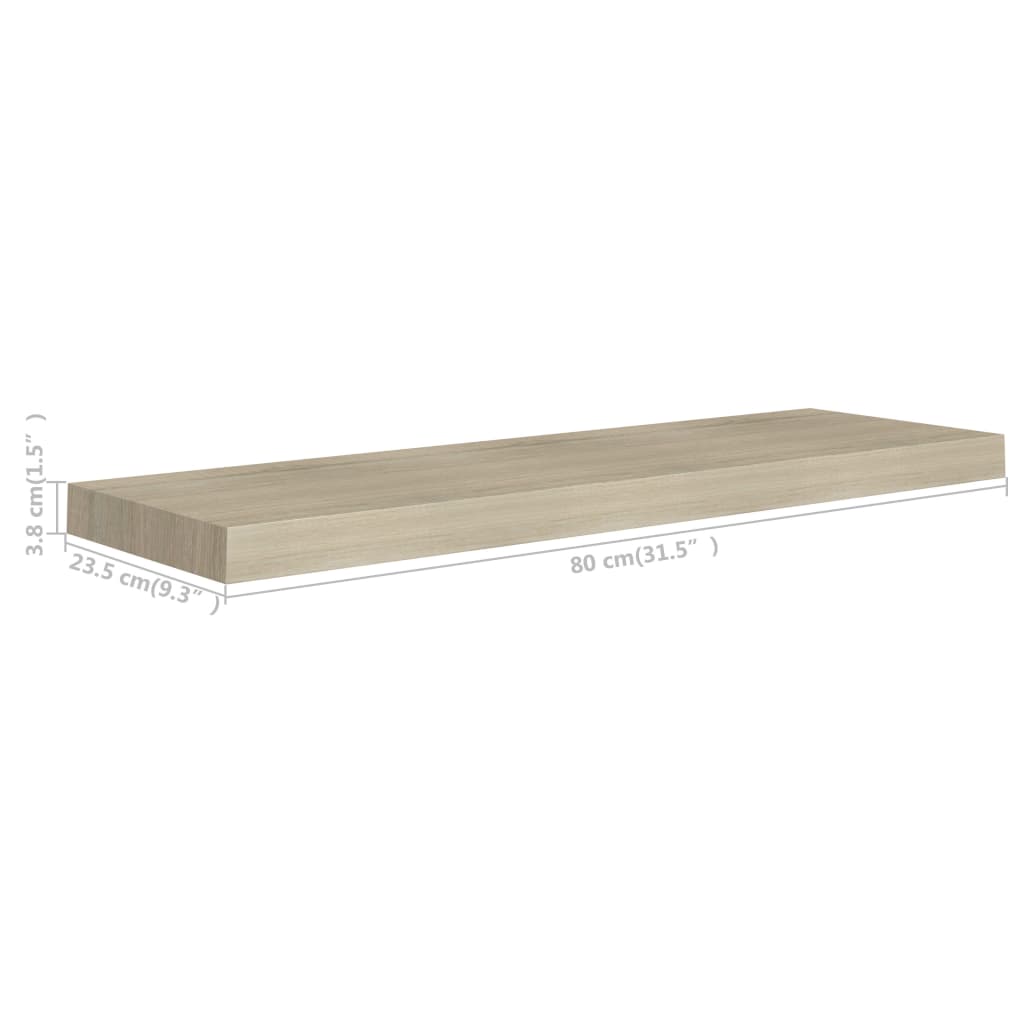 Floating Wall Shelves 4 pcs Oak 80x23.5x3.8 cm MDF