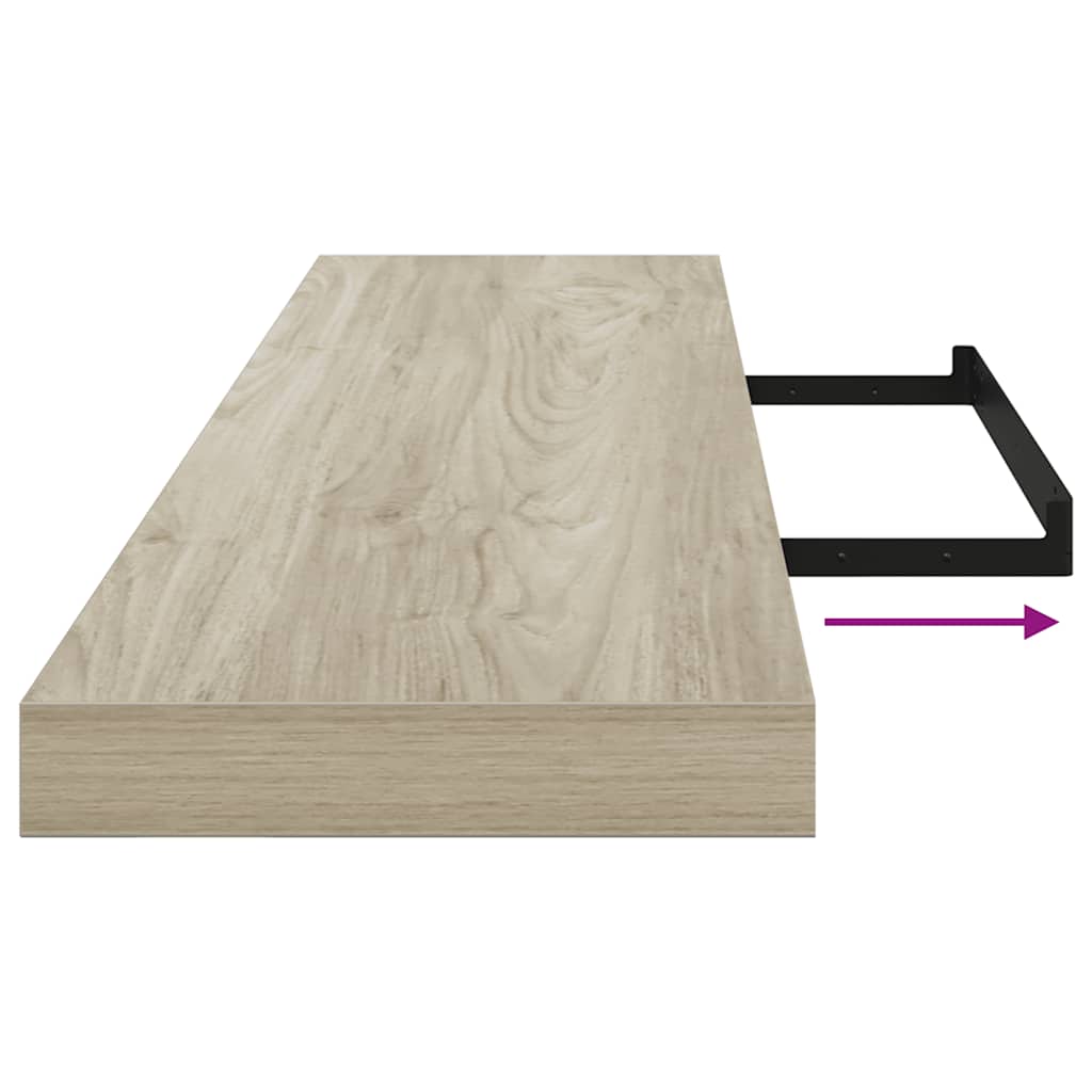 Wall Shelf | Set of 4 | Oak | Honeycomb MDF, metal | Large